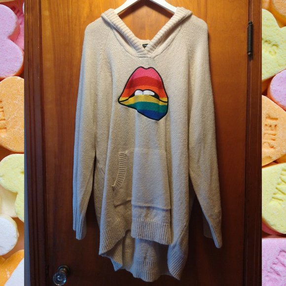 torrid Sweaters - Rainbow lips hooded sweater